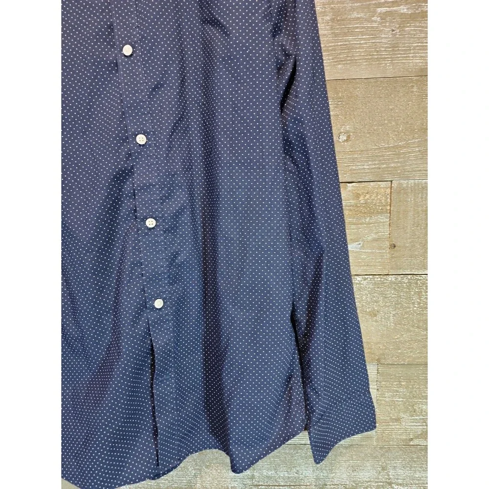 H&M Slim Fit Easy Iron Blue/White Polka Dot Dress Shirt L 32/33